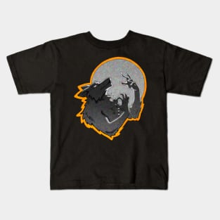 Halloween Howling Werewolf Grey Kids T-Shirt